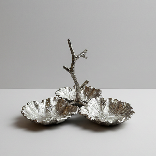 Trio De Coupelles Feuille Argentée Avec Anse