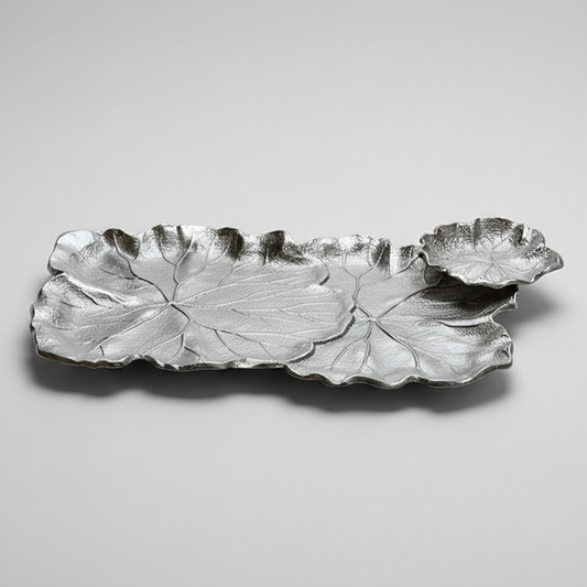 Plateau Feuille Argentée Avec Ramequin