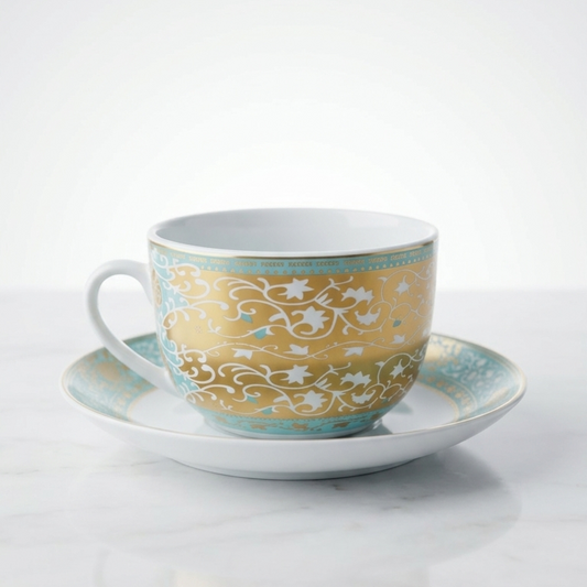 6 Tasses Et 6 Sous-Tasses À Café Au Lait - Collection Celeste doré