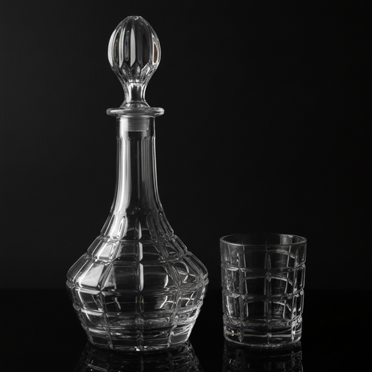 Ensemble Carafe Et 6 Verres Quadrillés En Relief