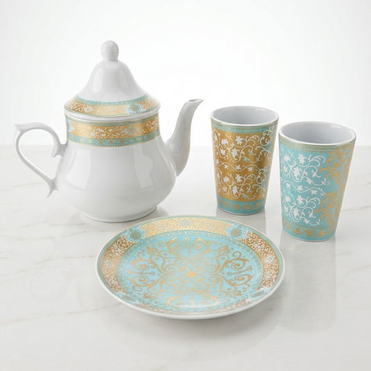 Ensemble Petit Déjeuner 13 Pièces - Collection Celeste doré