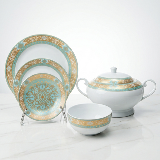 Service De Table 49 Pcs - Collection Celeste doré