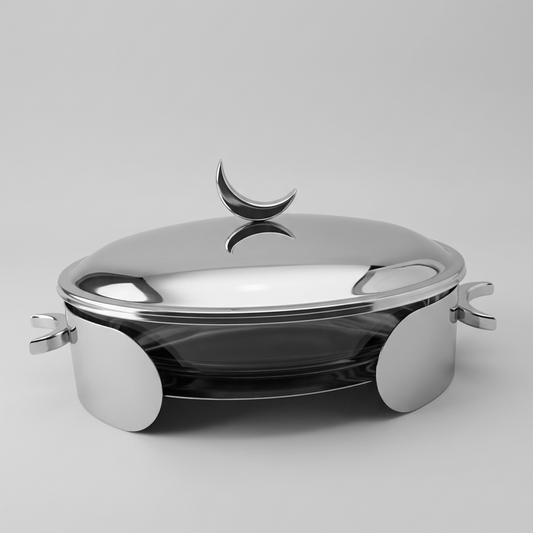 Plat à Gratin en Inox Ovale  "Clair de Lune"