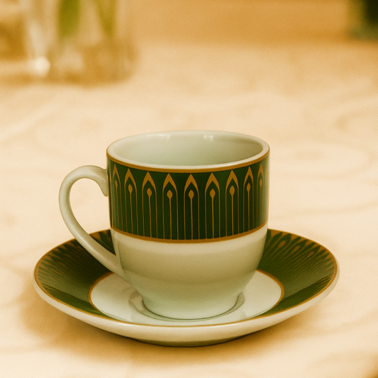 6 Tasses Et 6 Sous-Tasses À Café Noir Classique Orientale