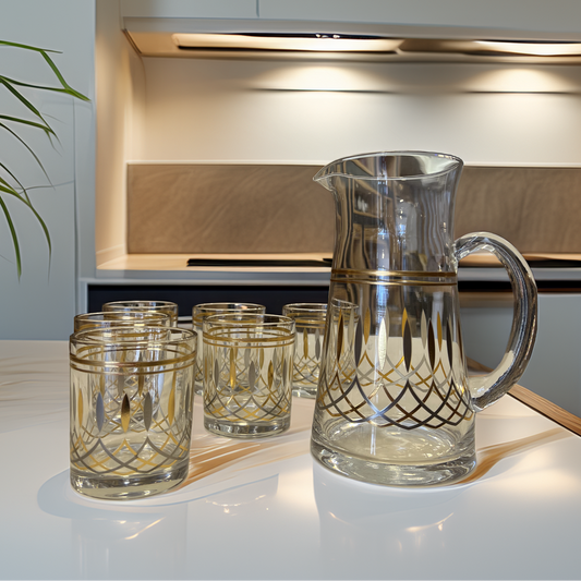 Set De 6 Verre Et Un Pichet Diamand