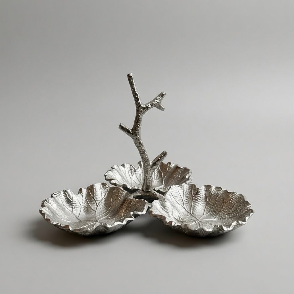 Trio De Coupelles Feuille Argentée Avec Anse