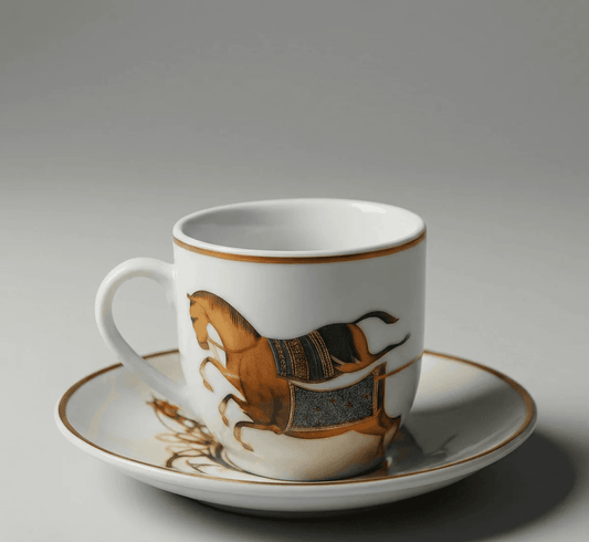 6 Tasses Et 6 Sous-Tasses À Café Noir - Cheval Hermes