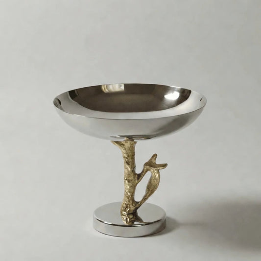 Coupe Sur Pied En Inox Avec Support Doré