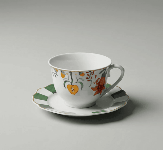 Ensemble De 6 Tasses Et 6 Sous-Tasses À Café Au Lait – Fleur Lotus